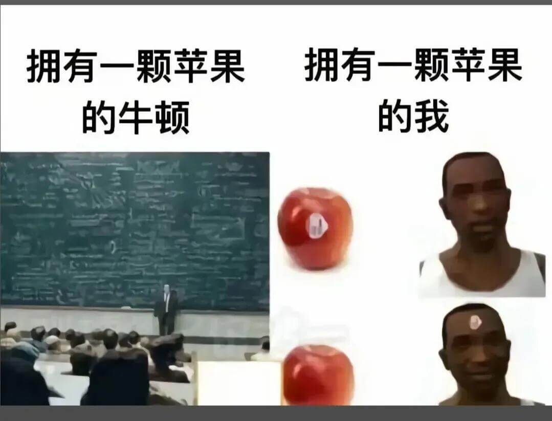 拥有一颗苹果的牛顿拥有一颗苹果的我