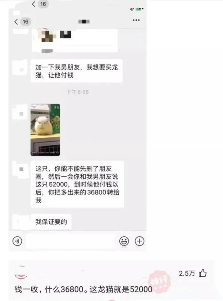 16<16加一下我男朋友，我想要买龙猫，让他付钱下午8:58