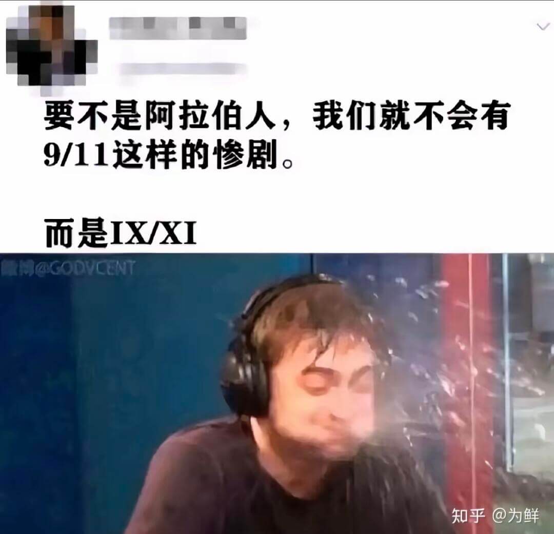 要不是阿拉伯人，我们就不会有9/11这样的惨剧。而是IX/X