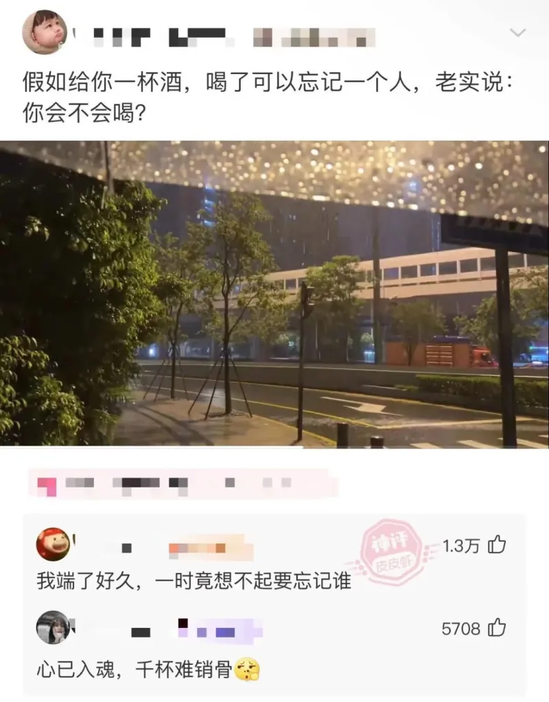 假如给你一杯酒，喝了可以忘记一个人，老实说：你会不会喝？1.