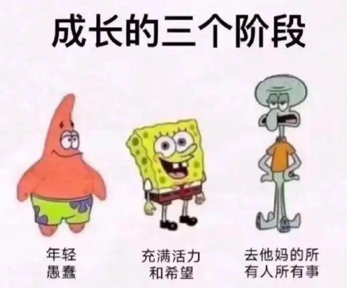 成长的三个阶段年轻，充满活力，去他妈的所有事，愚蠢和希望。