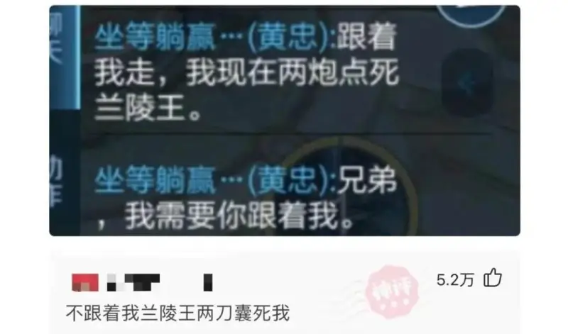 ||坐等躺赢(黄忠):跟着我走,我现在两炮点死兰陵王。||-