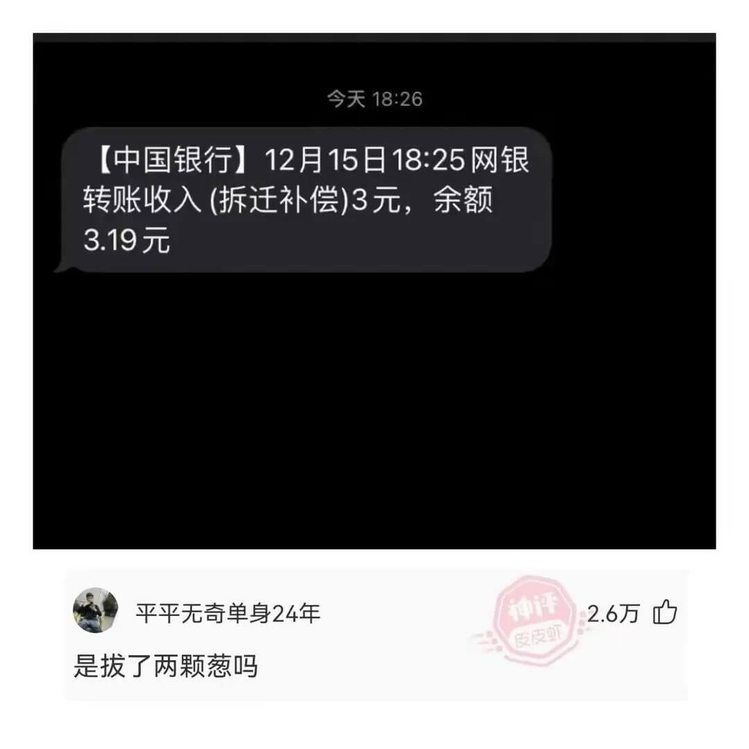 [中国银行]12月15日18:25网银转账收入(拆迁补偿)3