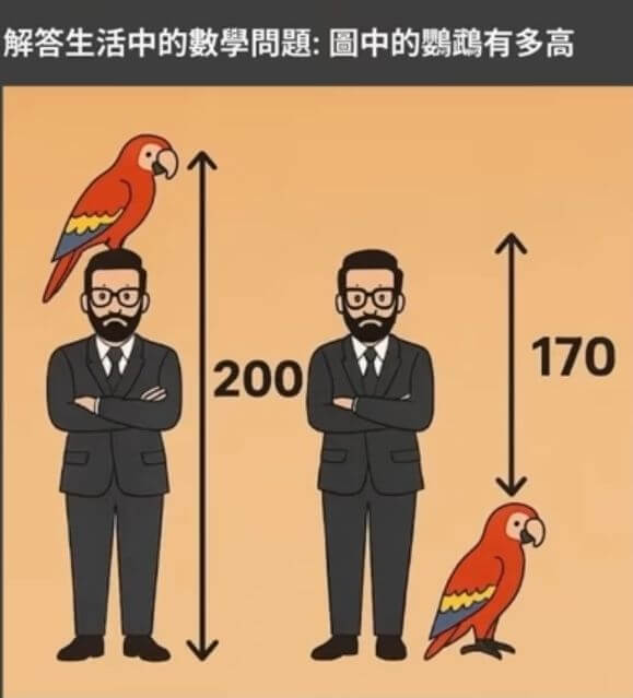 解答生活中的数享周题：圖中的鹦鹉有多高170200
