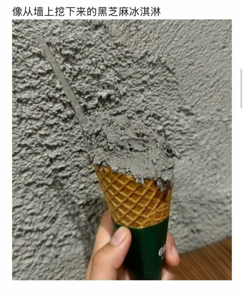 像从墙上挖下来的黑芝麻冰淇淋