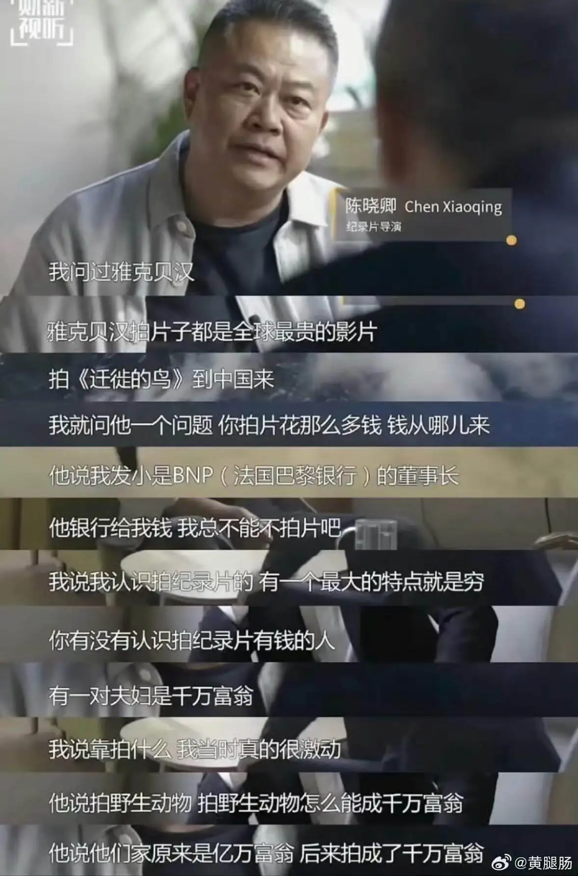 陈晓卿ChenXiaoqing纪录片导演我问过雅克·贝汉,雅