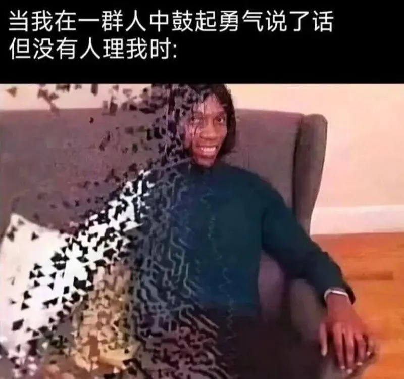 当我在一群人中鼓起勇气说了话但没有人理我时: