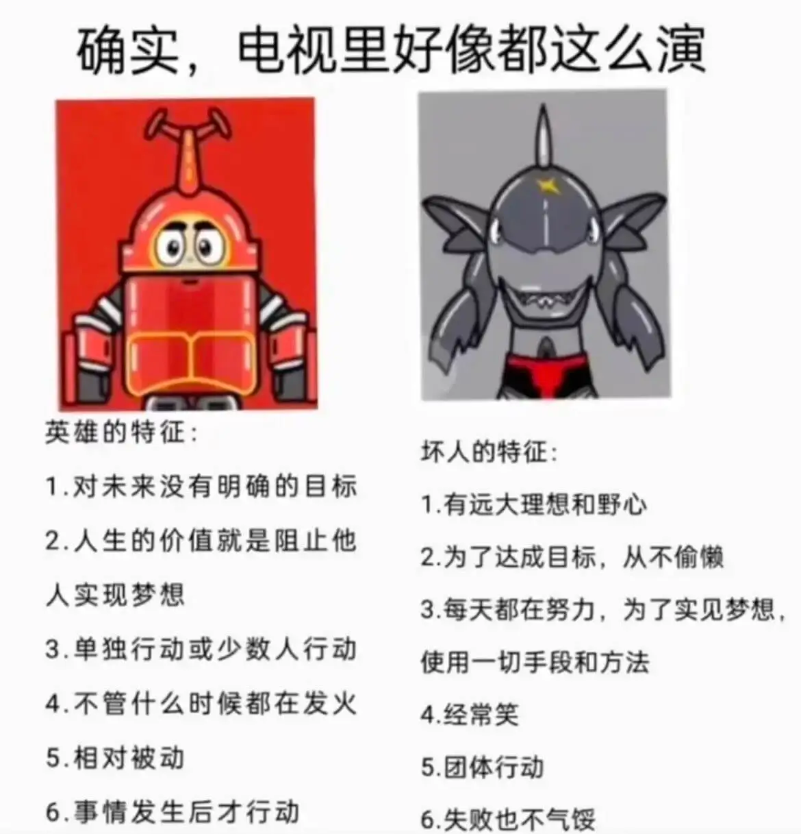 确实,电视里好像都这么演英雄的特征:1.对未来没有明确的目标