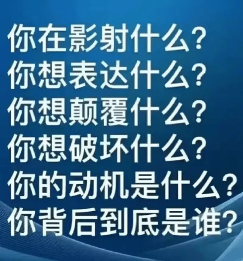 你在影射什么？你想表达什么？你想颠覆什么？你想破坏什么？你的