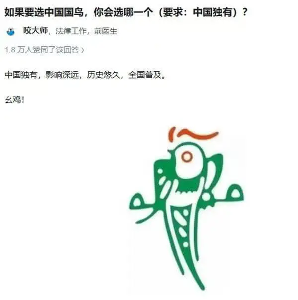 如果要选中国国鸟，你会选哪一个（要求：中国独有）？咬大师，法