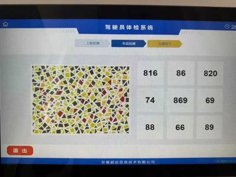 驾驶员体检系统上肢检测色觉检测裸眼视力28816868207