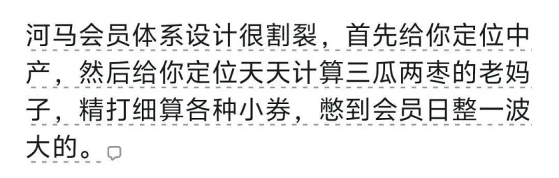 河马会员体系设计很割裂，首先给你定位中产，然后给你定位天天计