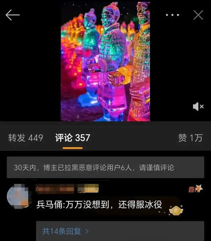 转发449评论357赞1万30天内，博主已拉⿊恶意评论用户6