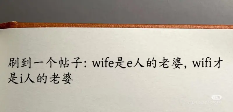 刷到一个帖子：wife是e人的老婆，wifi才是人的老婆小红