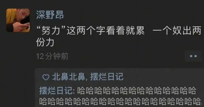 深野昂“努力”这两个字看着就累一个奴出两份力12分钟前北鼻北
