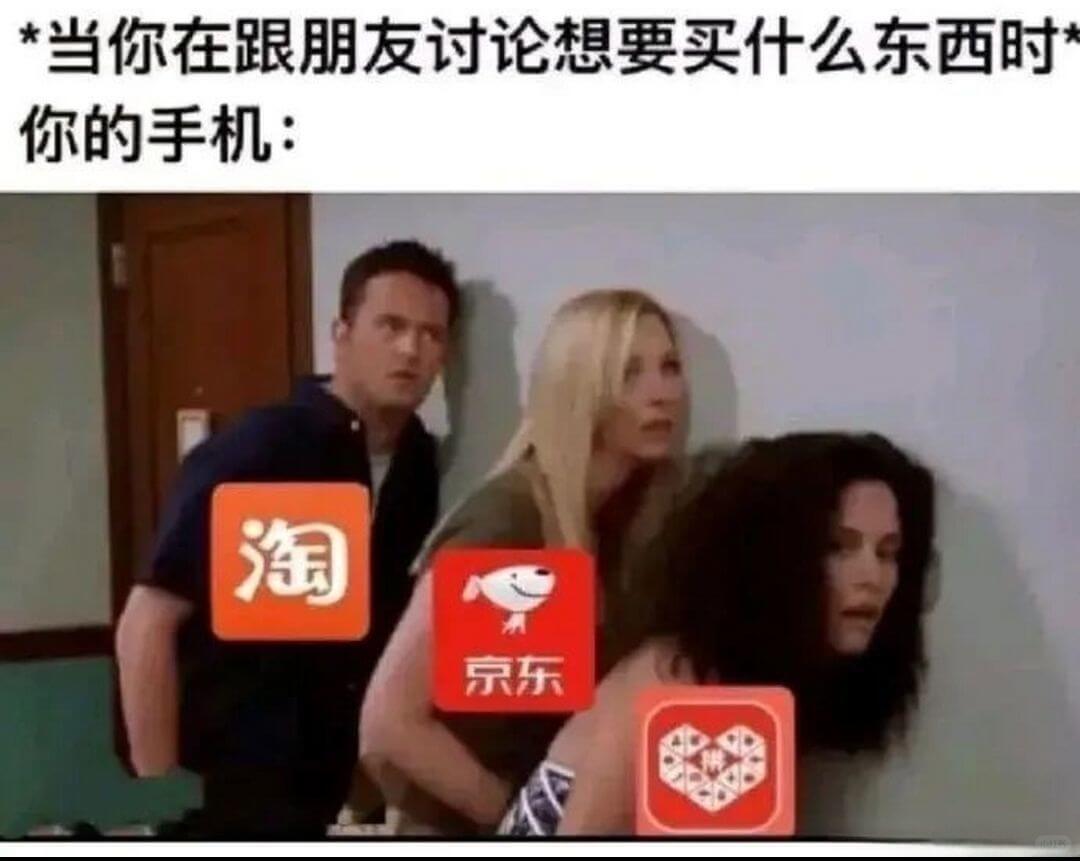 当你在跟朋友讨论想要买什么东西时你的手机：淘京东