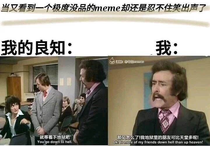 当又看到一个极度没品的meme却还是忍不住笑出声了我的良知：