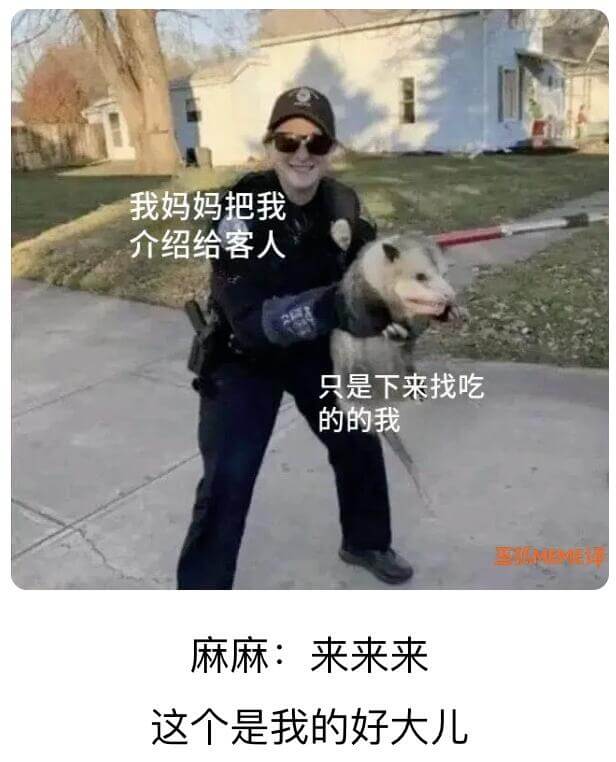 我妈妈把我介绍给客人只是下来找吃的我麻麻：来来来，这个是我的