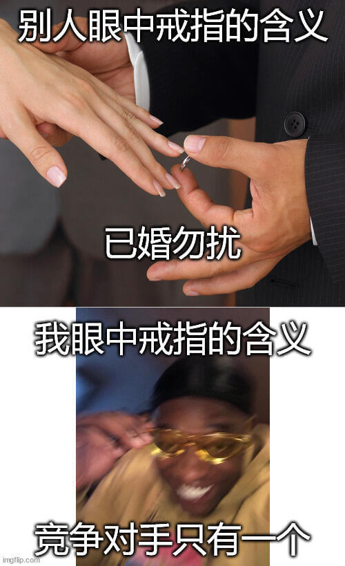 别人眼中戒指的含义：已婚勿扰我眼中戒指的含义：竞争对手只有一