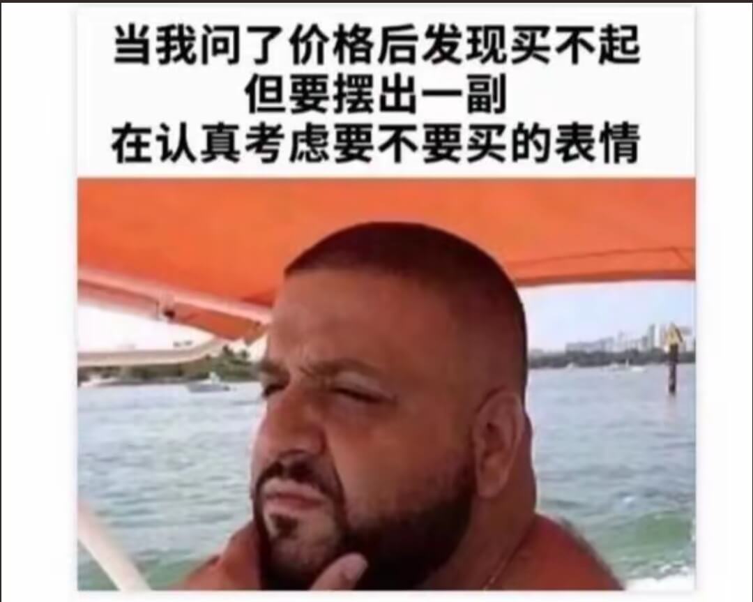 当我问了价格后发现买不起但要摆出一副在认真考虑要不要买的表情