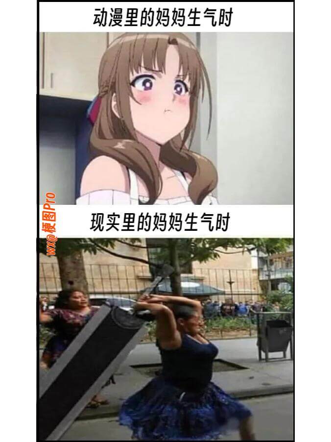 动漫里的妈妈生气时现实里的妈妈生气时WXQ