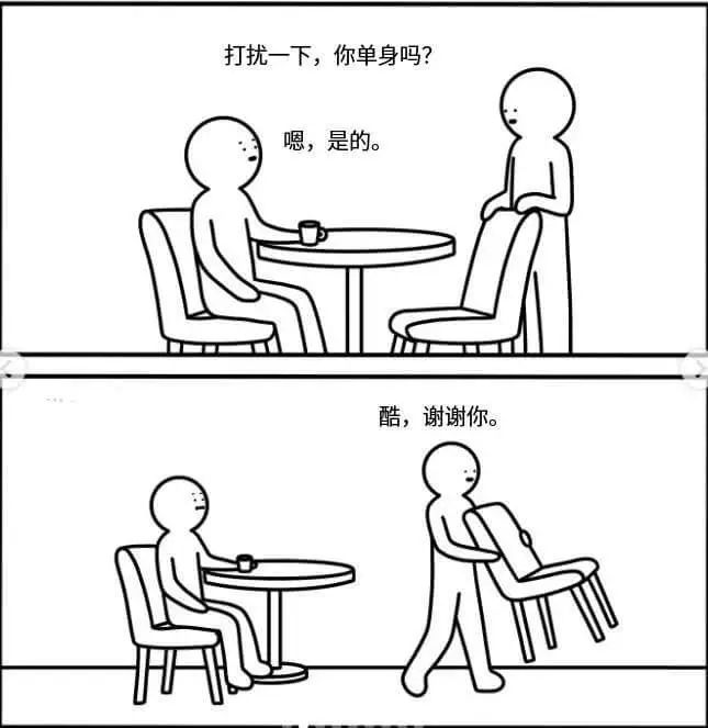打扰一下，你单身吗？嗯，是的。酷，谢谢你。