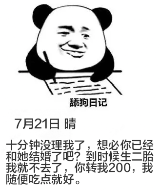 舔狗日记7月21日晴十分钟没理我了，想必你已经和她结婚了吧？
