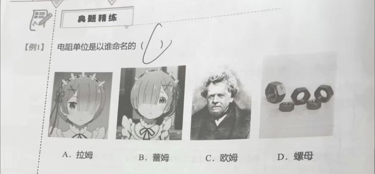 [例1]典题精练A.拉姆B.蕾姆C.欧姆D.螺母