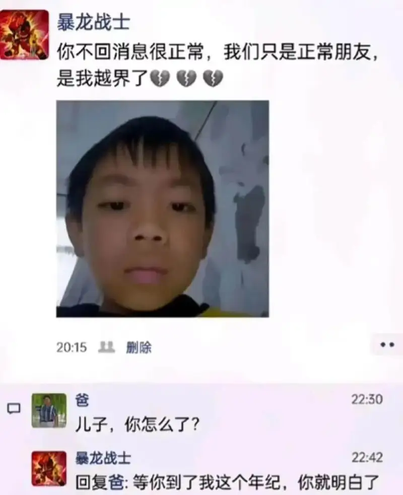 暴龙战士你不回消息很正常，我们只是正常朋友，是我越界了20: