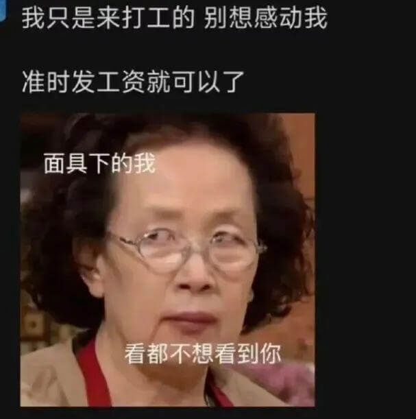 我只是来打工的，别想感动我。准时发工资就可以了。面具下的我，