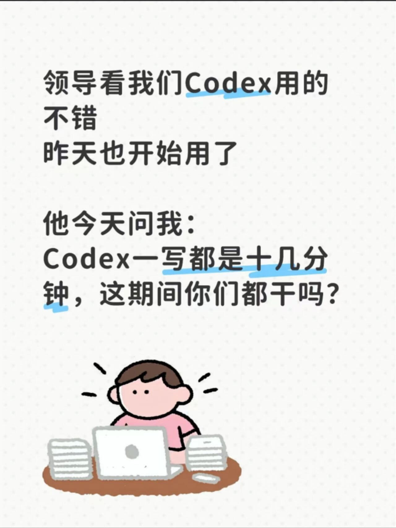领导看我们Codex用的不错，昨天也开始用了。他今天问我：“