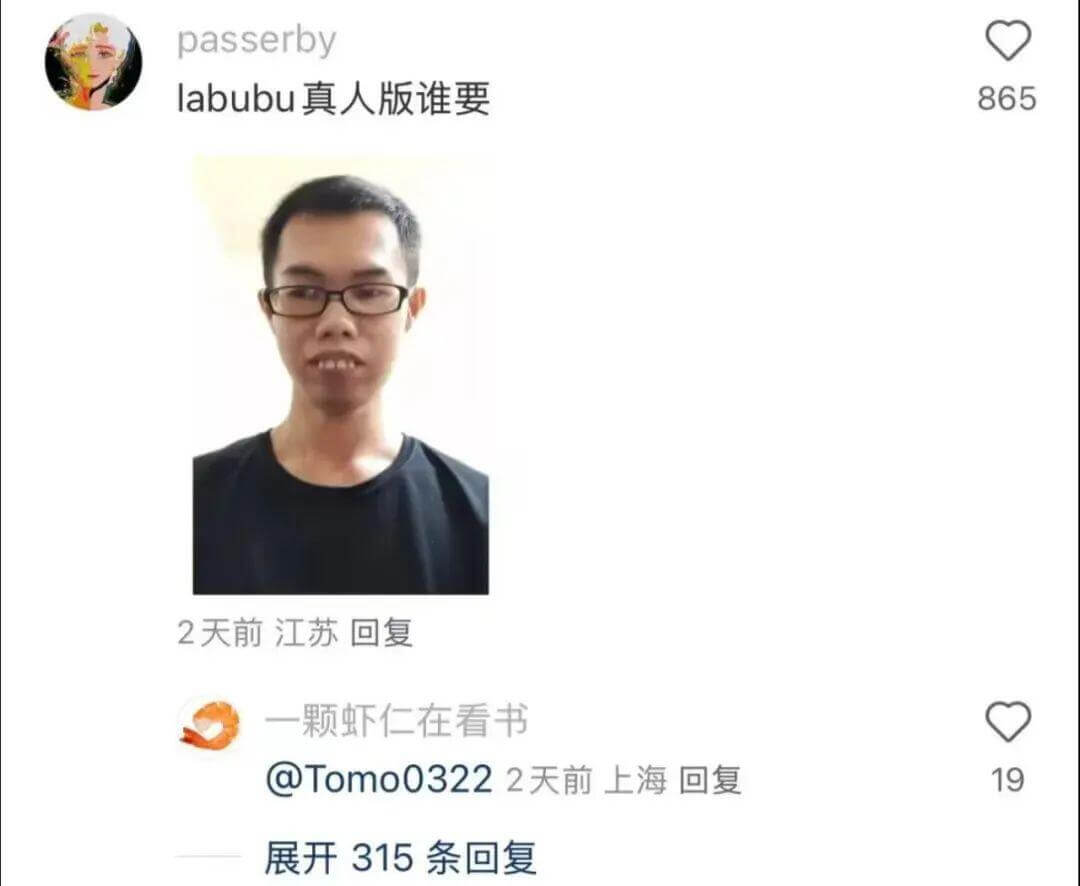 passerbylabubu真人版谁要？8652天前江苏回复