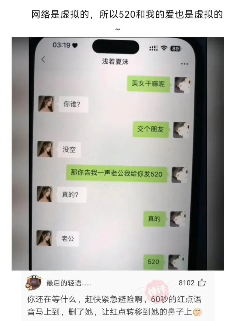 网络是虚拟的，所以520和我的爱也是虚拟的。03:1989浅