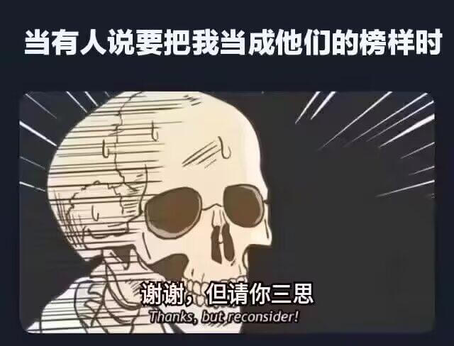 当有人说要把我当成他们的榜样时谢谢，但请你三思Thanks,