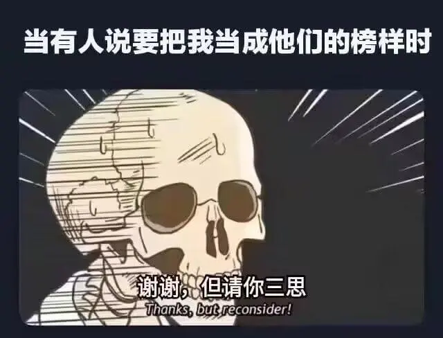 当有人说要把我当成他们的榜样时谢谢，但请你三思Thanks,