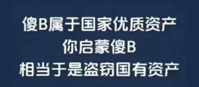 傻B属于国家优质资产你启蒙傻B，相当于是盗窃国有资产