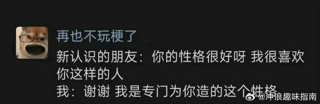 再也不玩梗了新认识的朋友：你的性格很好呀，我很喜欢你这样的人