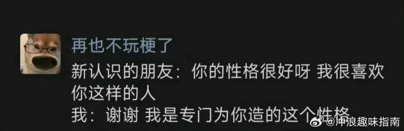 再也不玩梗了新认识的朋友：你的性格很好呀，我很喜欢你这样的人