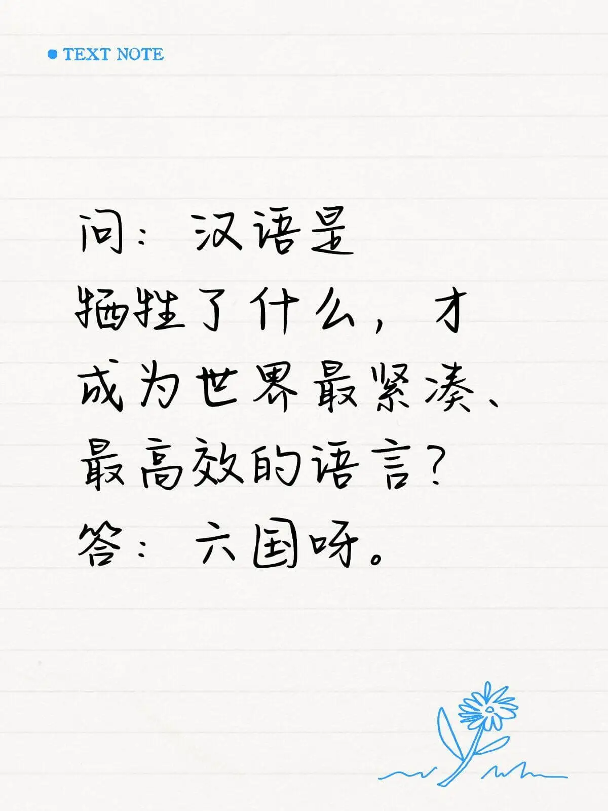 OTEXTNOTE问：汉语是牺牲了什么，才成为世界最紧凑、最