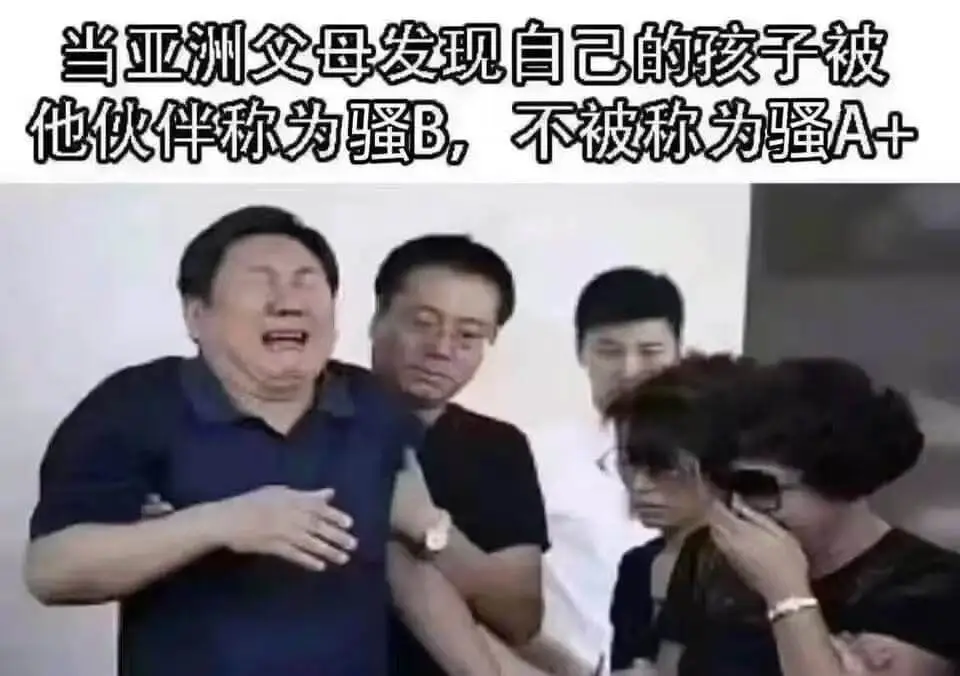 当亚洲父母发现自己的孩子被他伙伴称为骚B，不被称为骚A+