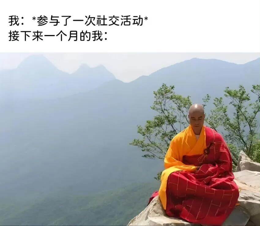 我：*参与了一次社交活动接下来一个月的我：