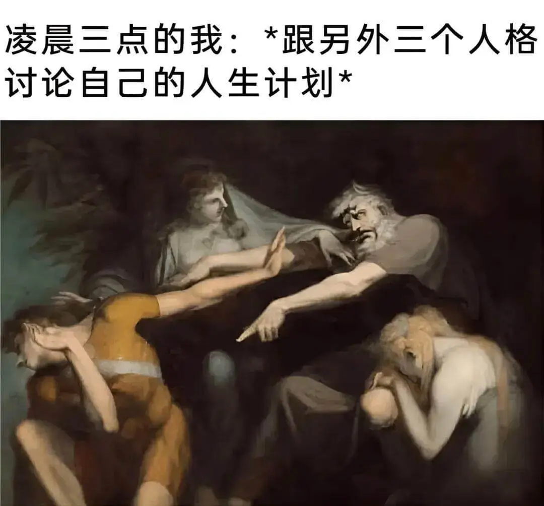 凌晨三点的我：*跟另外三个人格讨论自己的人生计划