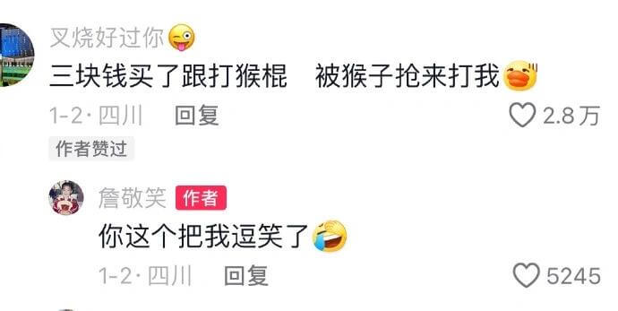 叉烧好过你11三块钱买了根打猴棍被猴子抢来打我1-2·四川回