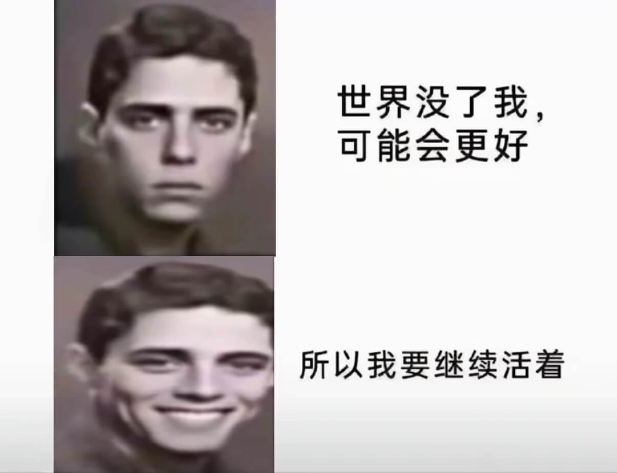 世界没了我，可能会更好，所以我要继续活着。