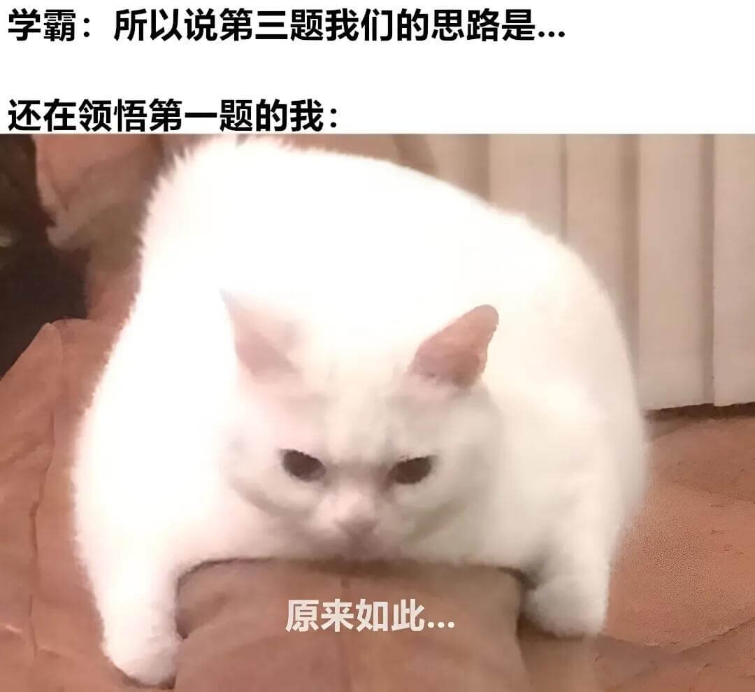 学霸：所以说第三题我们的思路是还在领悟第一题的我：原来如此。