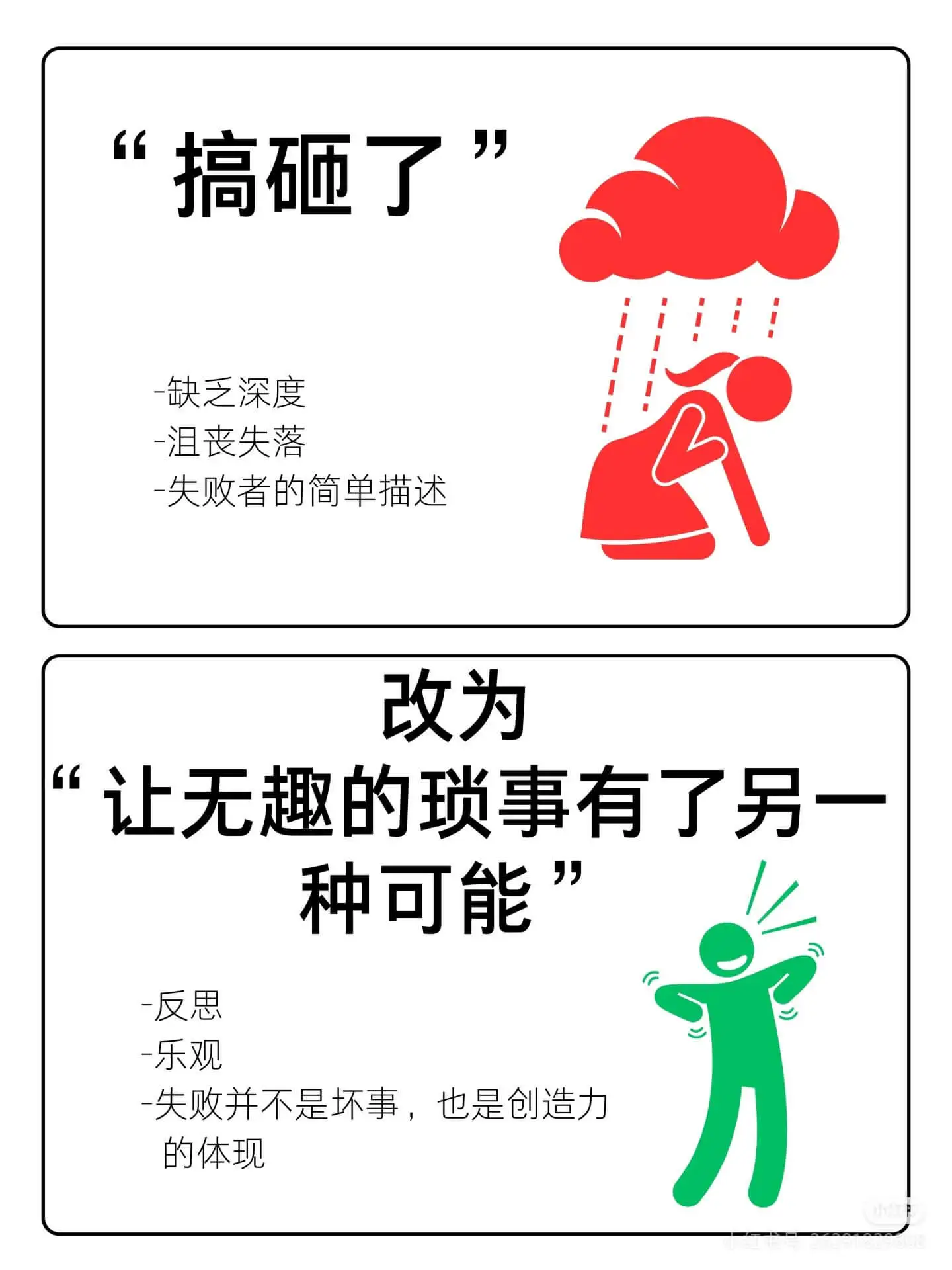 “搞砸了-缺乏深度-沮丧失落-失败者的简单描述改为:“让无趣