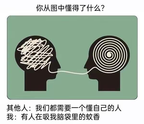 你从图中懂得了什么？其他人：我们都需要一个懂自己的人我：有人