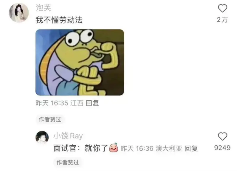 泡芙我不懂劳动法2万昨天16:35江西回复作者赞过小饶Ray