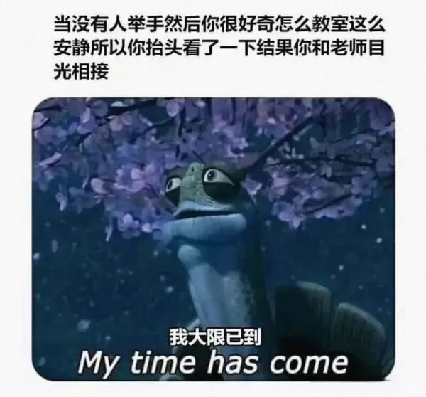 当没有人举手然后你很好奇怎么教室这么安静，所以你抬头看了一下