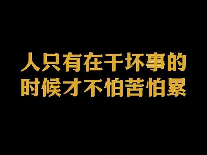 人只有在干坏事的时候才不怕苦怕累